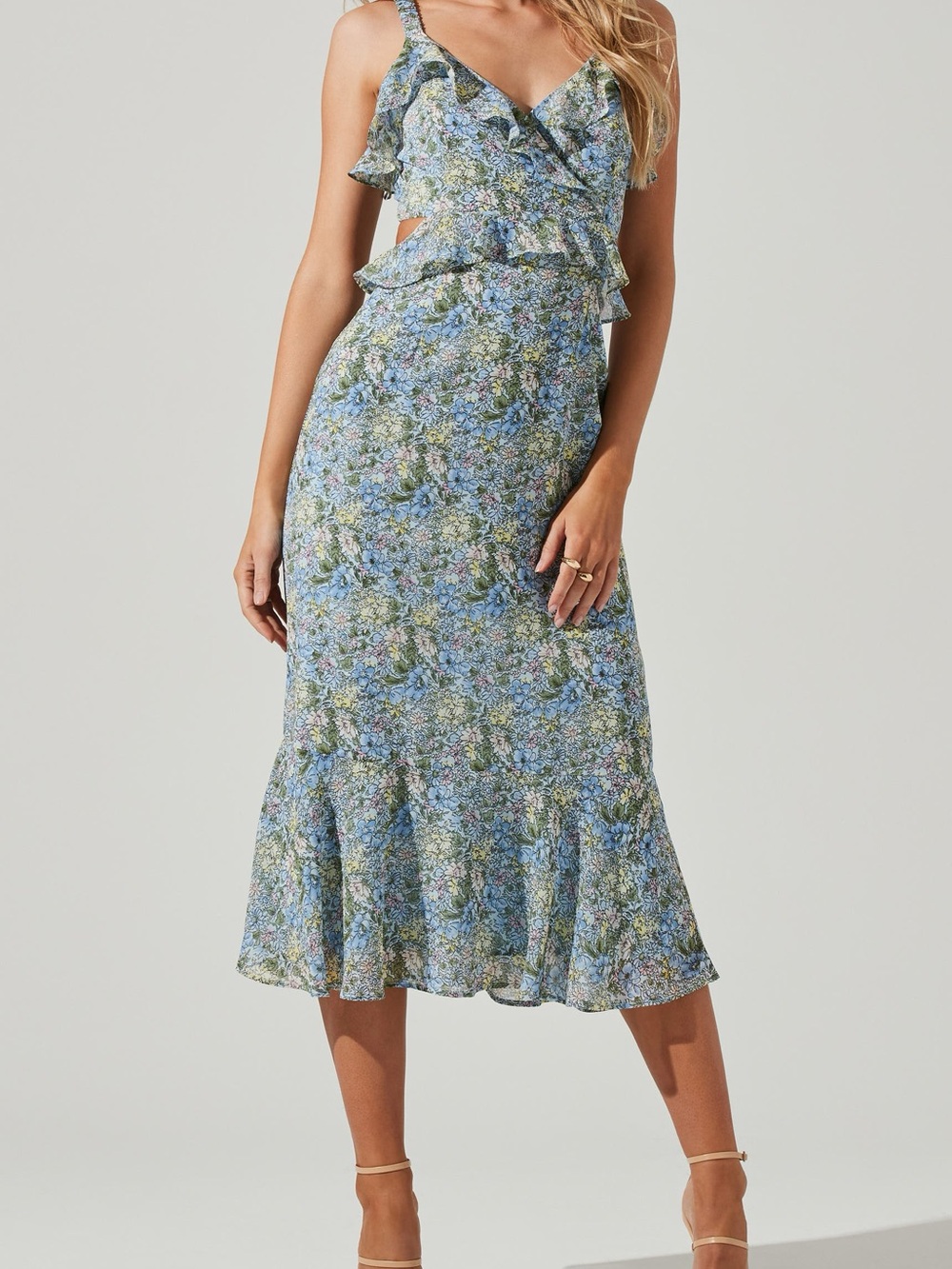 Astr Floral Blue and Green Dress
